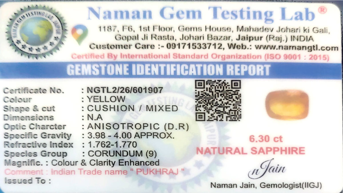 PUKHRAJ (GEMSTONE)